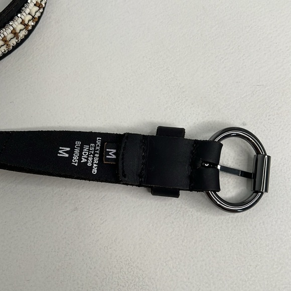 Lucky Brand women’s beaded slim belt black white brown size medium - Picture 2 of 9